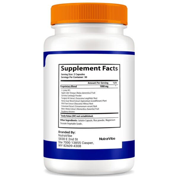 Etiquetas detalladas de NutraVibe Gluco Wonder cápsulas naturales