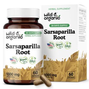 Botella cápsulas raíz de zarzaparrilla Wild & Organic 60 veganas