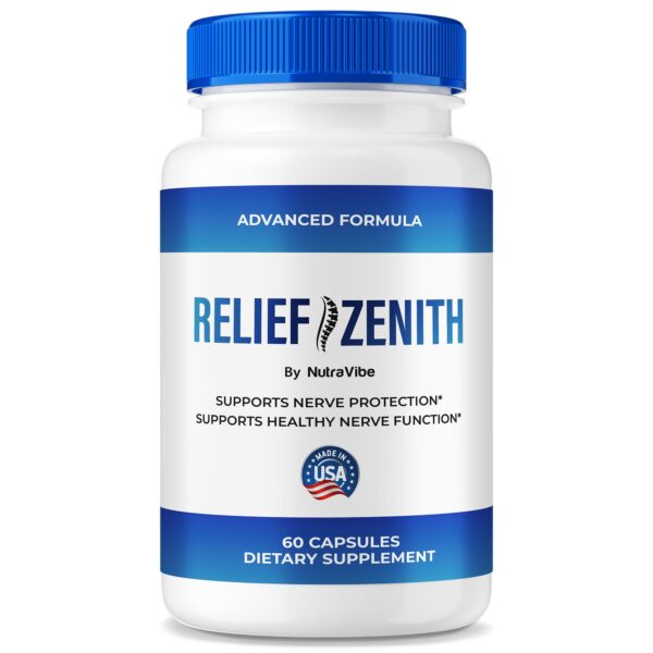 Frasco de cápsulas Relief Zenith soporte nervioso natural
