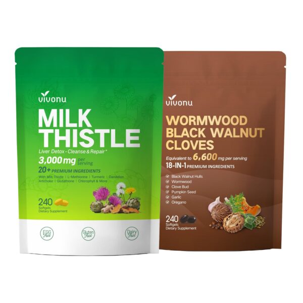 Frasco de VivoNu con cápsulas de cardo mariano