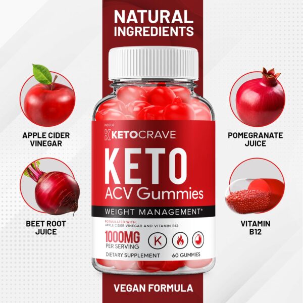 Gomitas Crave Keto ACV con ingredientes naturales y antioxidantes