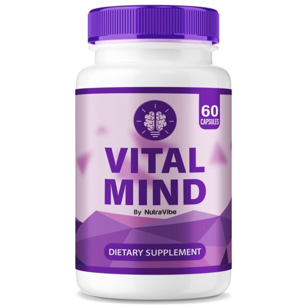 Frasco suplemento Vital Mind NutraVibe 60 cápsulas
