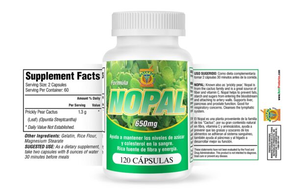 Nutrisalud cápsulas nopal para bajar colesterol y limpiar colon