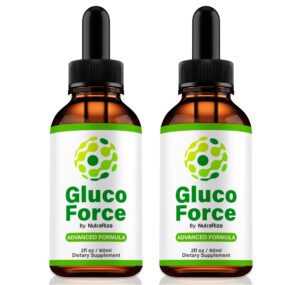 Gotas Gluco Force NutraRize frasco con etiqueta azul