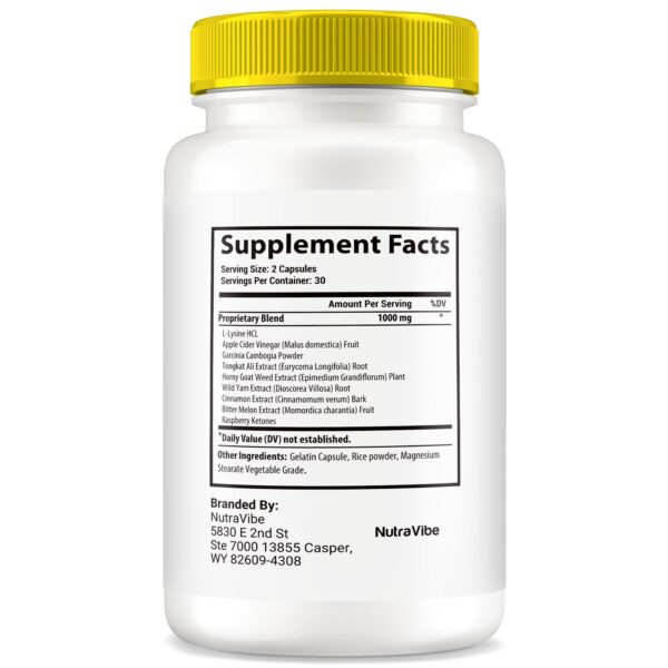 Envase de pastillas NutraVibe Slimorol con fórmula natural.