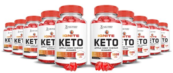 Ignite Keto ACV gominolas paquete de 10 sacó botella