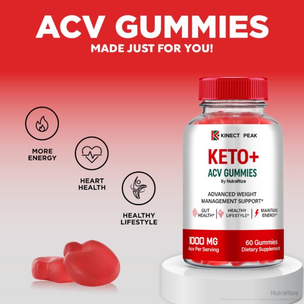 Frasco gomitas Kinect Peak Keto ACV con vitaminas premium