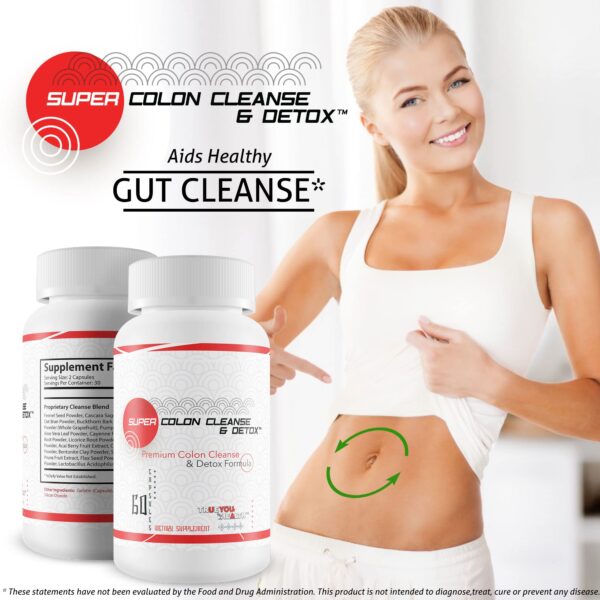 Detalles etiqueta Super Colon Cleanse con fibra y probióticos