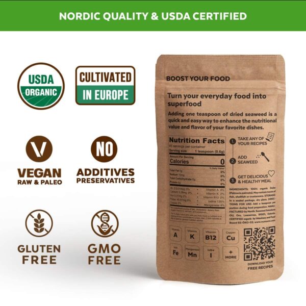 Vista cercana polvo jugo de cebada Numami