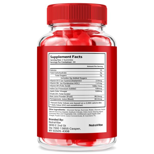 Frasco de gomitas Trim Nova Keto ACV con etiqueta clara