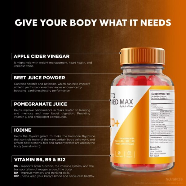 Suplemento Keto Shred Max gomitas pack de 60 unidades