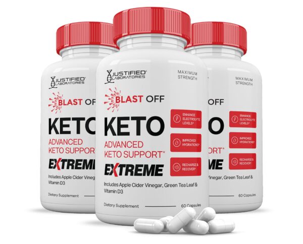 paquete de 3 blast off keto acv extreme pastillas 1675mg