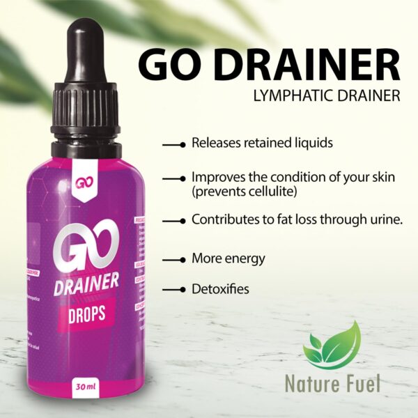 Version 1.0.0 Detalle de gotas Go Drainer para detox y equilibrio