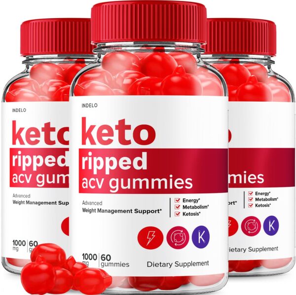 Paquete triple gomitas Keto Ripped ACV para control peso