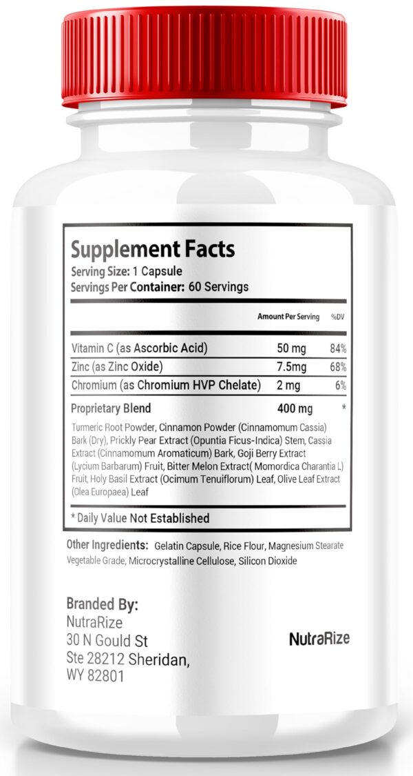 Cápsulas Gluco Guard NutraRize suplemento natural para niveles saludables