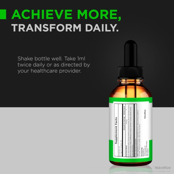 Frontal botella Power Drops NutraRize con fórmula natural