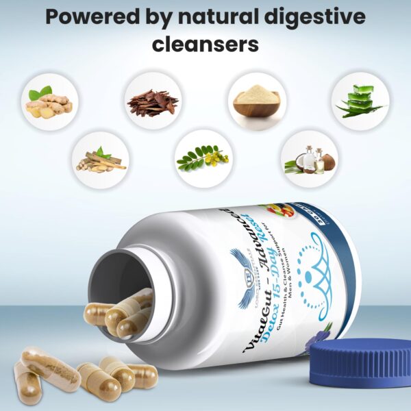 Detalle cápsulas para limpieza digestiva VitalGut Loro Essentials