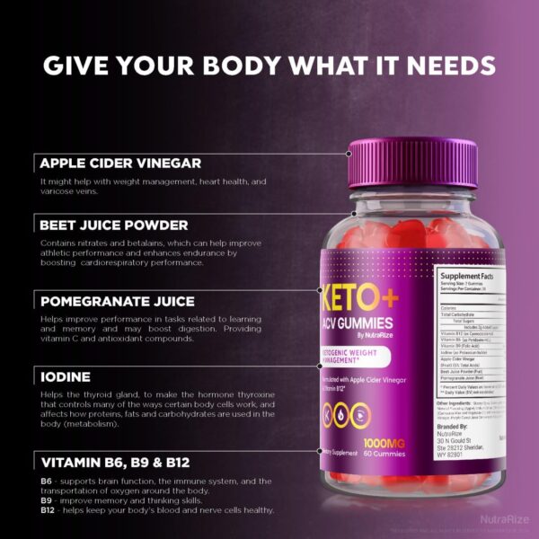 Contenido del paquete NutraRize Proton Keto ACV