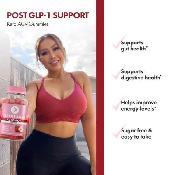 Vista lateral empaque gomitas Flat Tummy Keto ACV