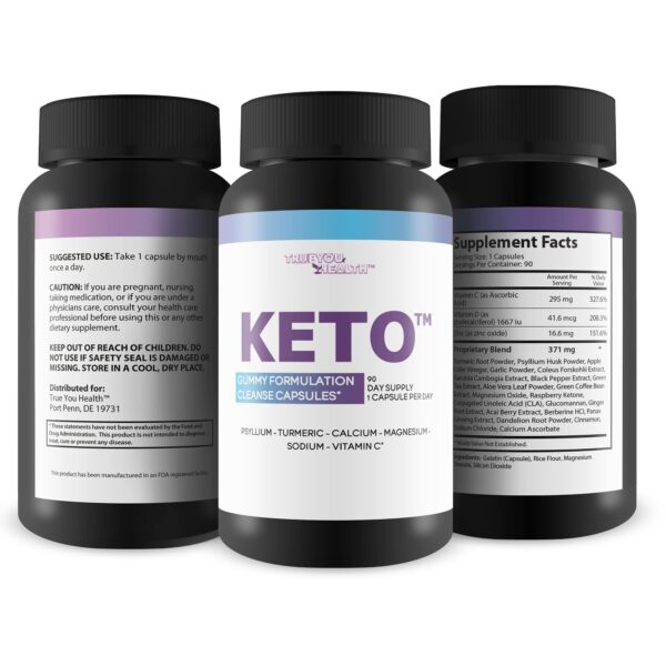 Frasco suplemento limpieza True You Health 3X Keto cápsulas