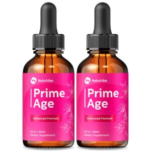 Frasco de NutraVibe Prime Age gotas para la piel