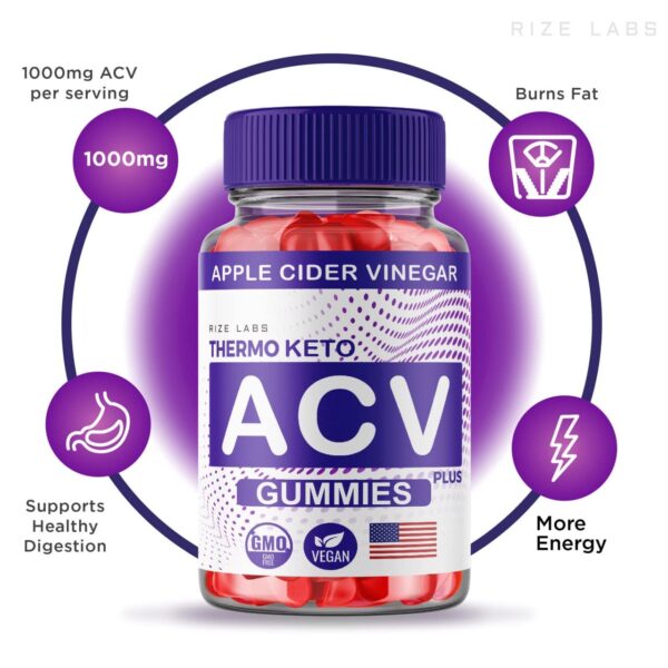 Etiqueta frontal Thermo Keto ACV Gummies con información nutricional