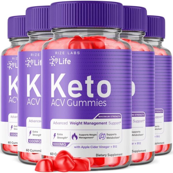 Gomitas 2nd Life Keto ACV frasco frontal para pérdida de peso