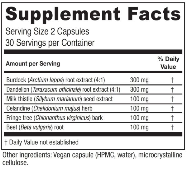Etiqueta Vitanica Hepafem cápsulas soporte hígado