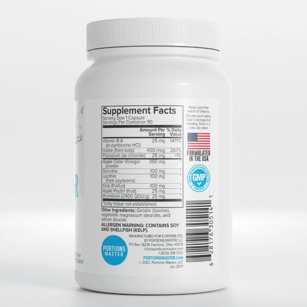 Vista lateral cápsulas vinagre de sidra manzana 750mg