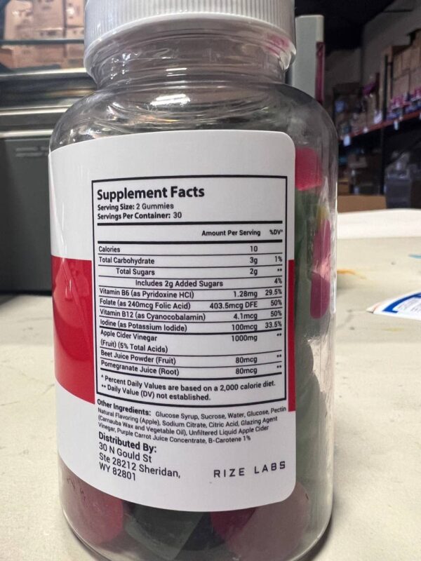 rize labs Lean Valley Keto gomitas frasco vista lateral