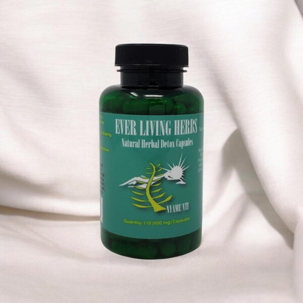 Ever Living Herbs Detox vista aérea del frasco