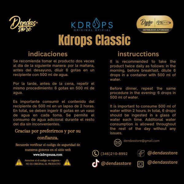 Version 1.0.0 Paquete completo KDROPS Classic gotas naturales para perder peso