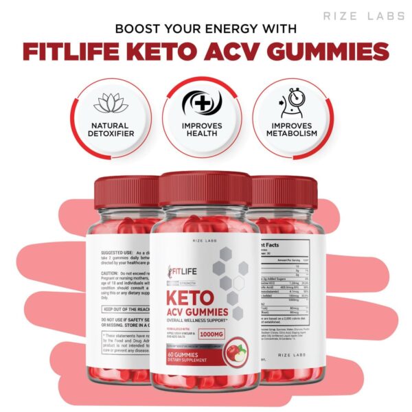 Gomitas FitLife Keto ACV paquete lateral detalles