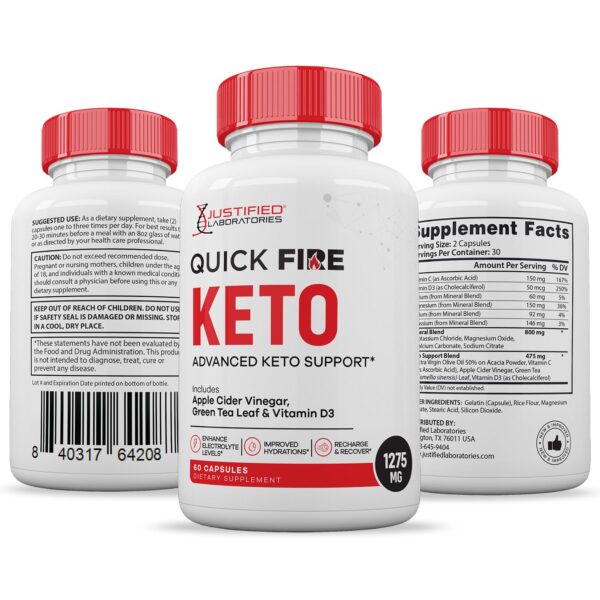 Píldoras Quick Fire Keto ACV 60 cápsulas vistas desde arriba