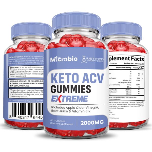 Gominolas Microbio Keto ACV empaque y texturas cercanas