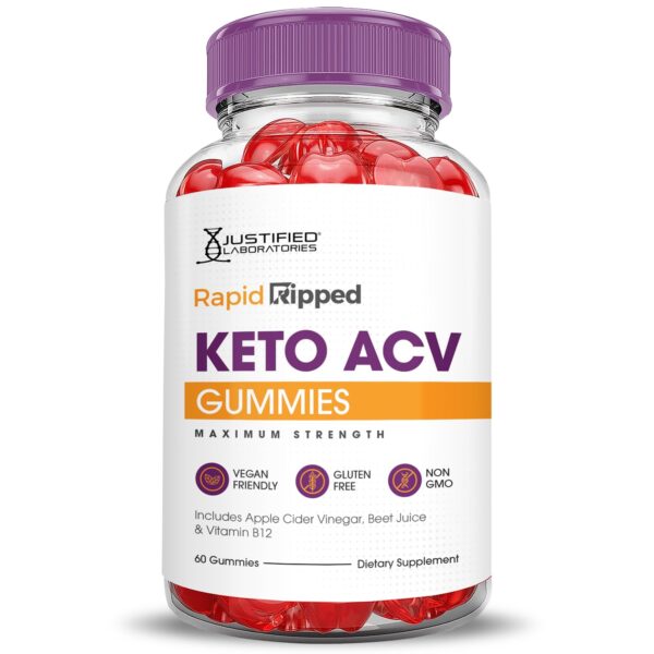 Envase frontal de Rapid Ripped Keto ACV Gummies pack 10