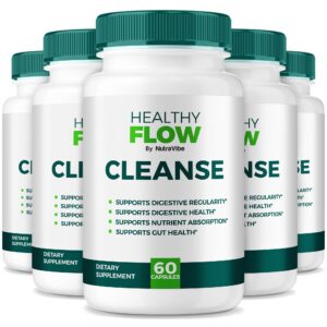 Frasco de Healthy Flow Cleanse con etiqueta frontal