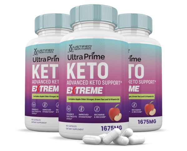 Frasco Ultra Prime Keto ACV Extreme pastillas 180 cápsulas