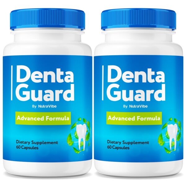 Botella de cápsulas Denta Guard para cuidado bucal y encías