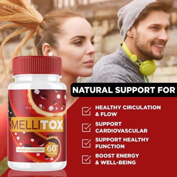 Frasco cápsulas MelliTox suplemento natural detox corporal