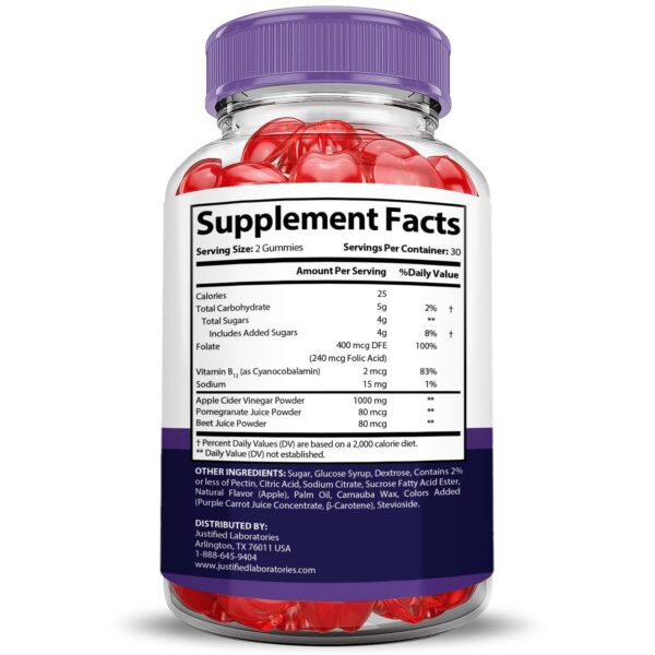 Contenido gomitas keto Bio Lyfe acv sabor manzana