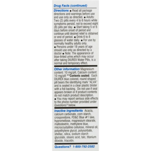 Advertencias Diurex pastillas de agua instrucciones