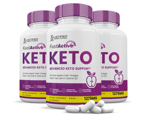 Botella de pastillas Fast Active Keto ACV 1275MG paquete 3