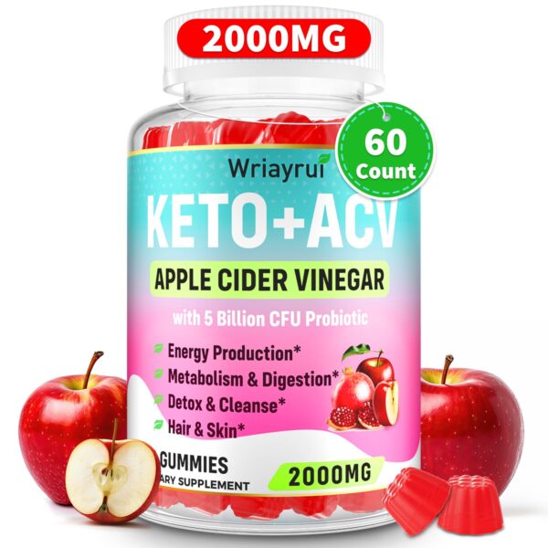 Gomitas vinagre de manzana keto 2000mg paquete 60 unidades