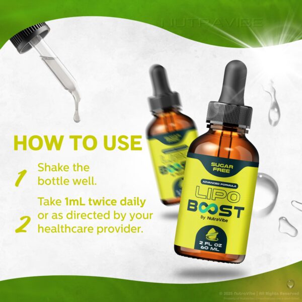 Vista lateral de la botella Lipo Boost