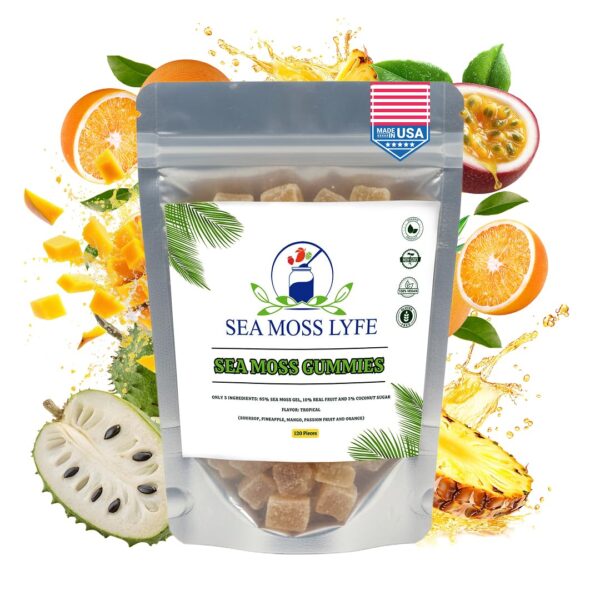 Gomitas Tropical Tides frente al envase