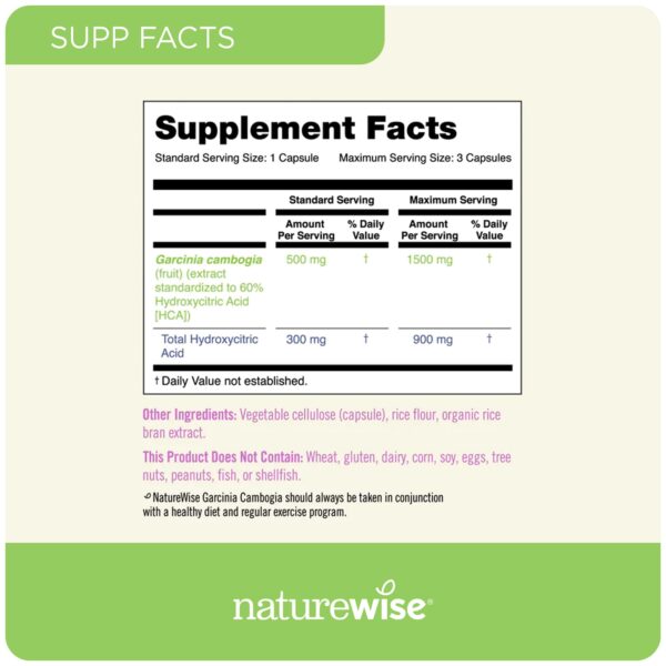 Suplemento NatureWise Garcinia Cambogia apoyo saludable peso y energía