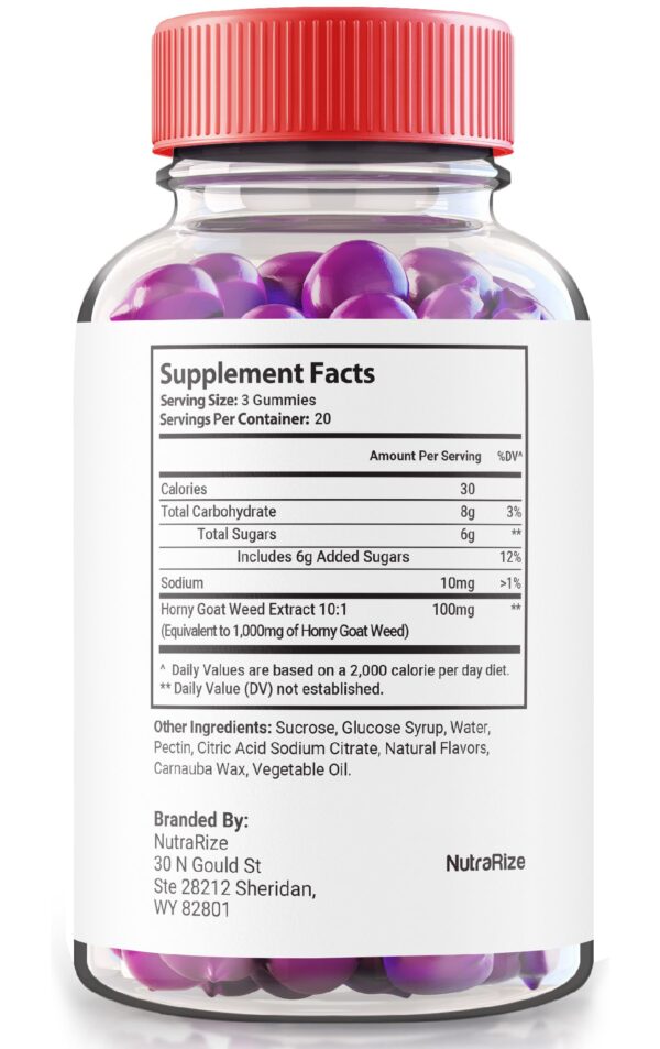 Frasco de gomitas premium Ravage X para energía masculina