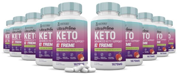 Paquete 10 Ultra Prime Keto ACV Extreme 600 cápsulas
