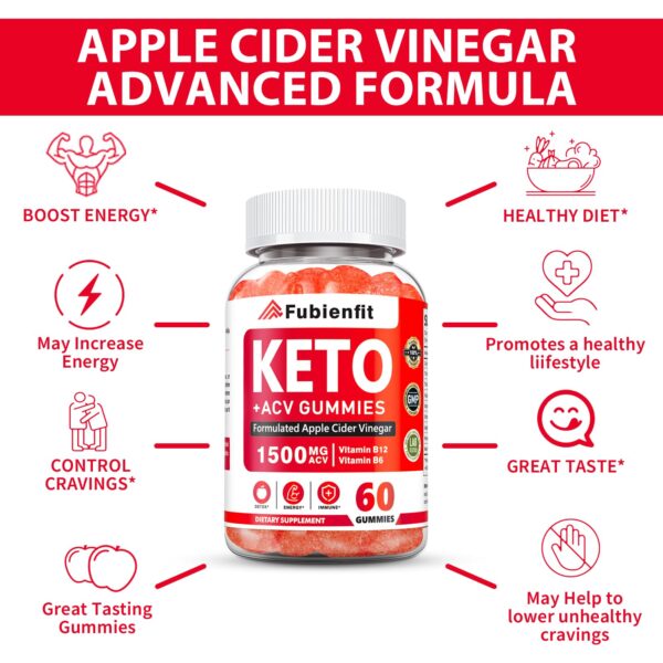 Gomitas Keto ACV y caja paquete rojo con información del producto